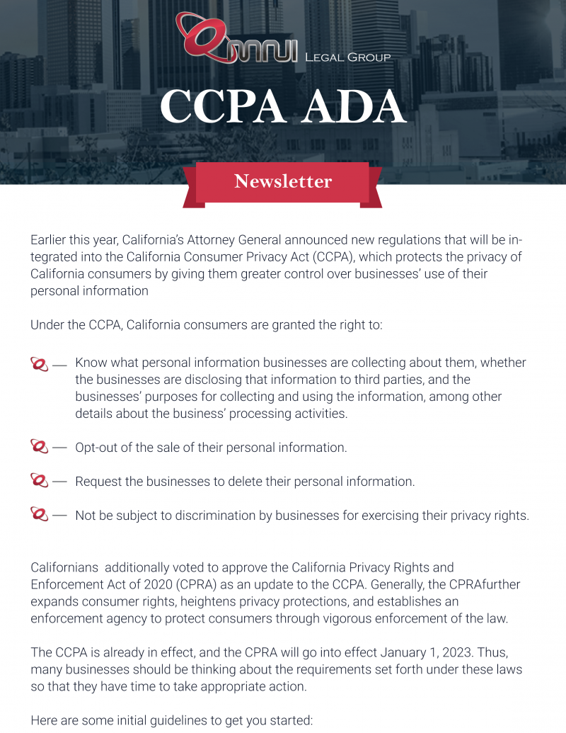 CCPA ADA Newsletter